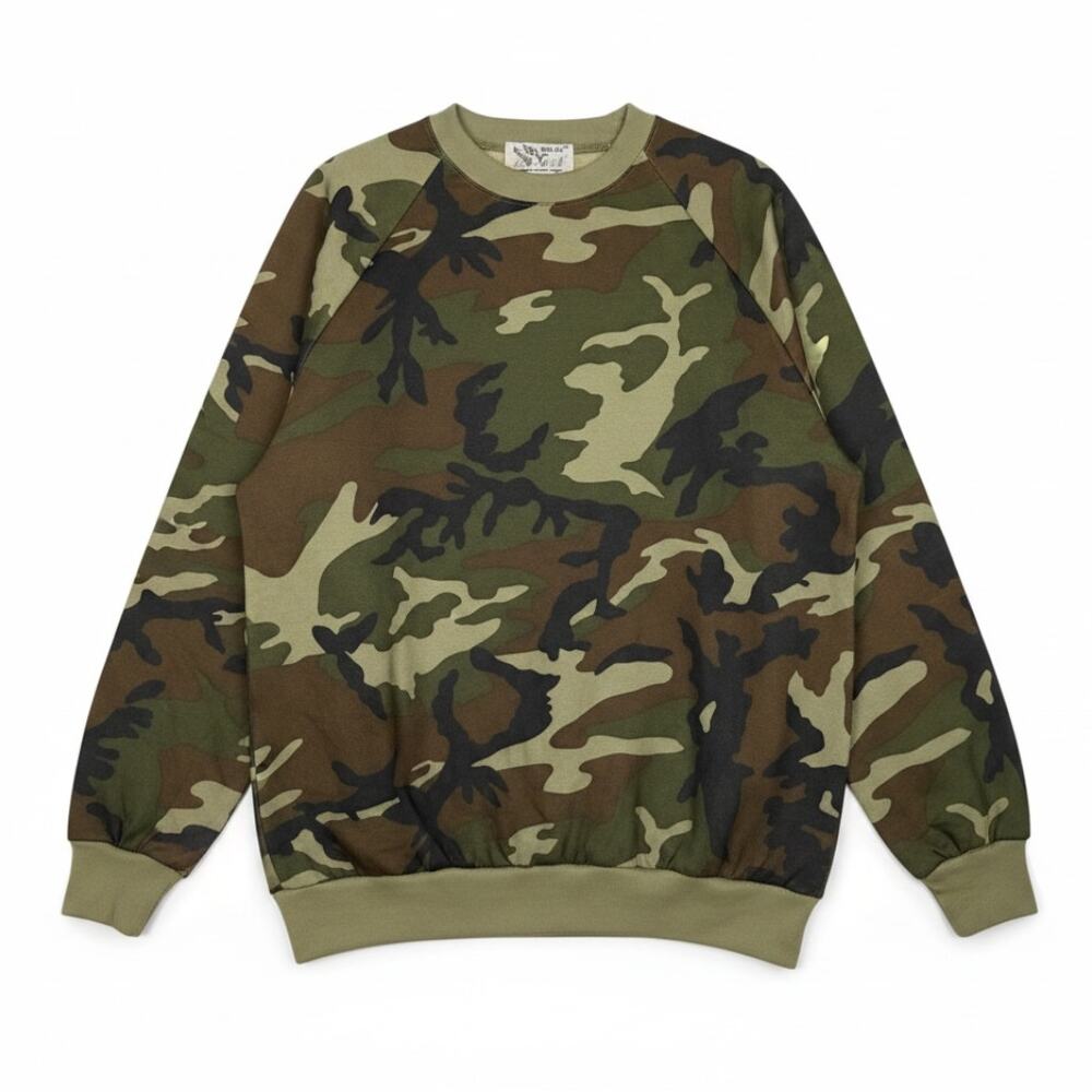 Vintage 90s Duck Bay KMart Men's XL Dark Green Long Sleeve Camo Sweatshirt NWT